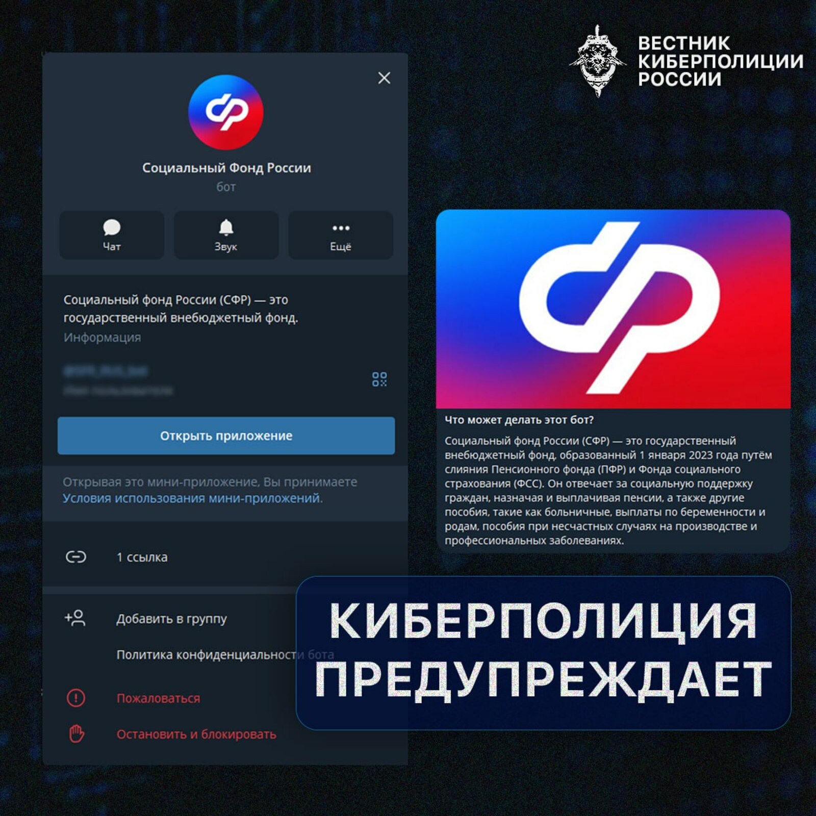 Соцфонд России предупреждает: мошенники создают поддельные боты под видом СФР